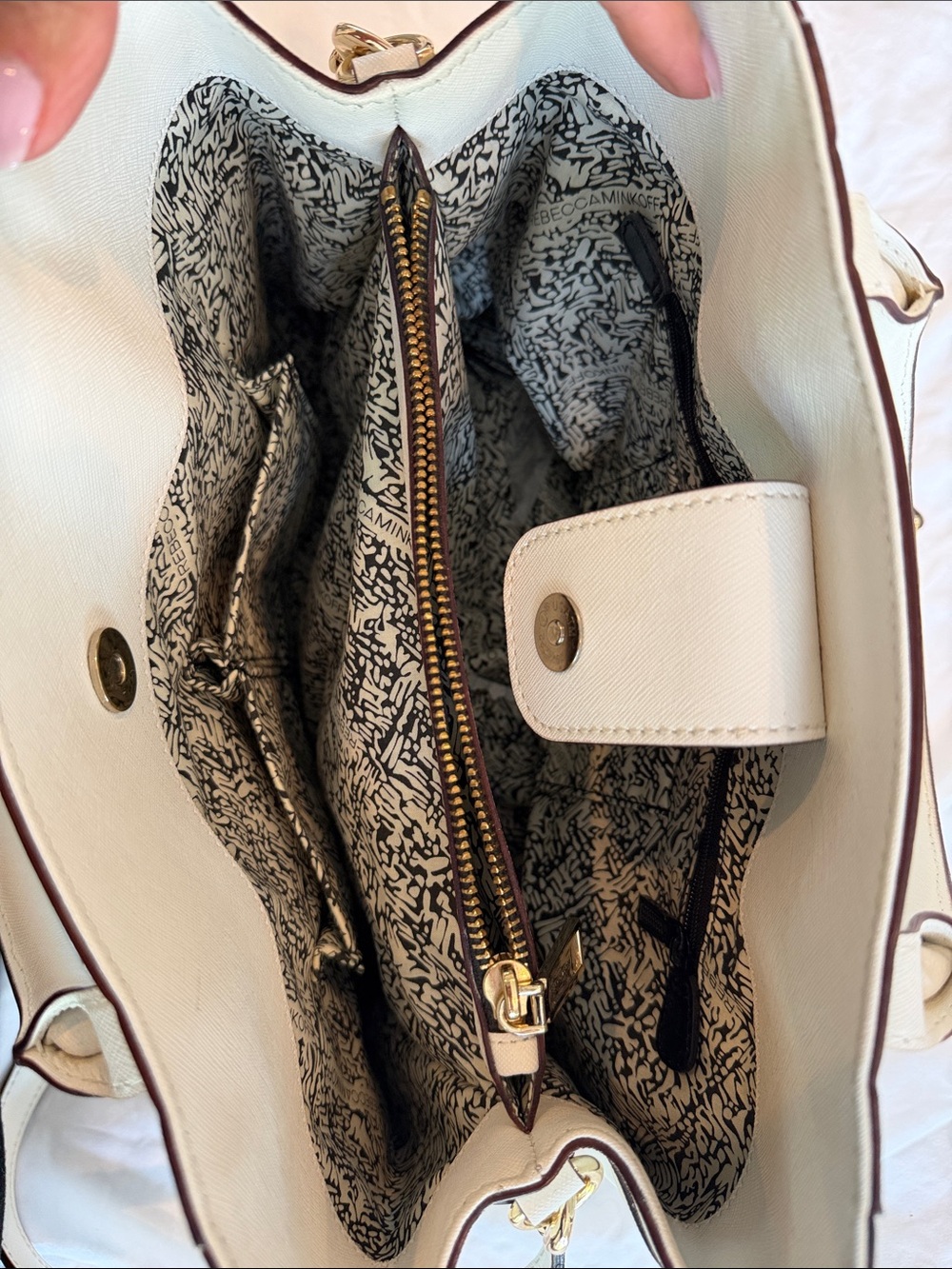 Rebecca Minkoff White Structured Top-Handle Satchel with Gold Hardware - Picture 8 of 9